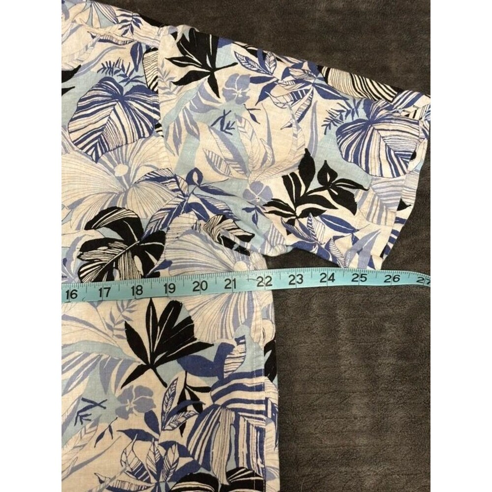 Claiborne Men's Hawaiian Shirt Short Sleeve Button Up Blue Floral Medium - Picture 4 of 5
